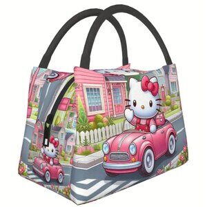 Hello Kitty Insulated Lunch Bag Reusable Cooler Tote with Cute Car Floral Design